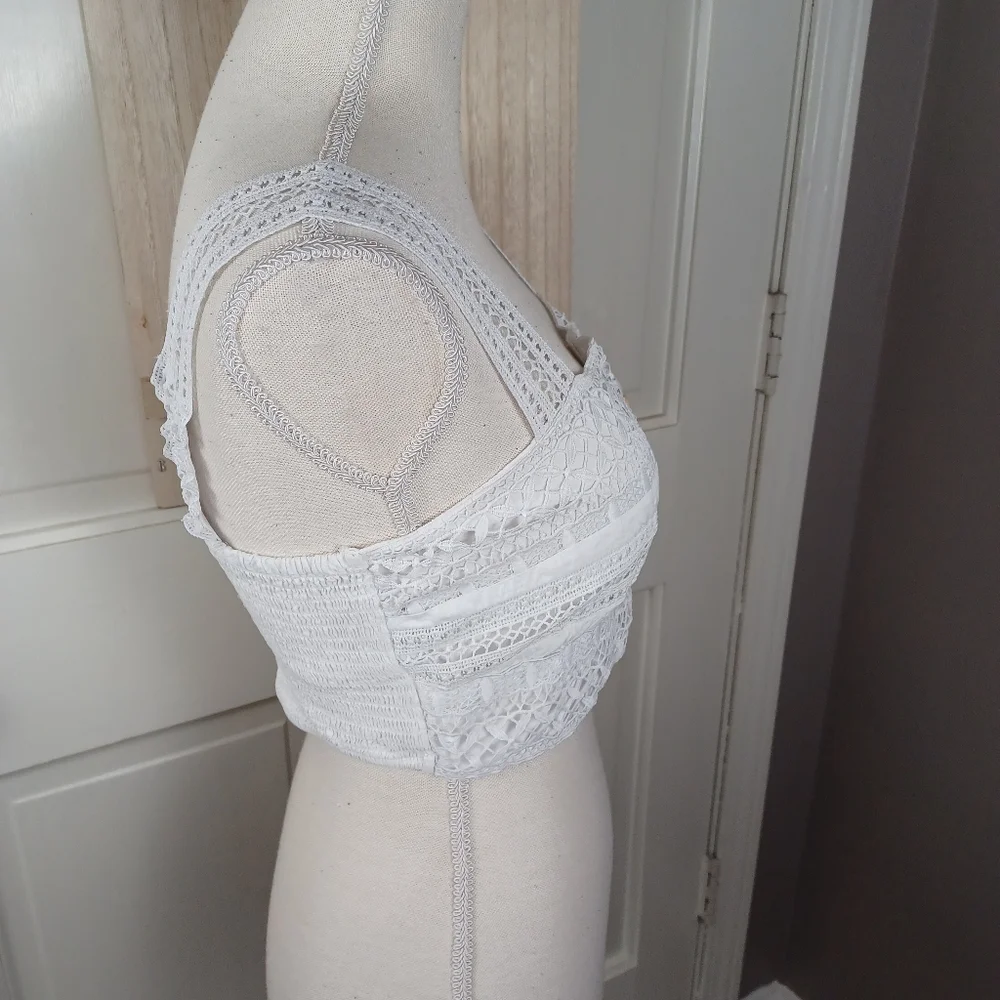 Goa Beachwear By Japna Women Sleeveless Crop Top Large White -Button Accents - Picture 3 of 14